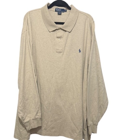 Polo Ralph Lauren Other - Polo Ralph Lauren Long Sleeve Polo Shirt Oatmeal Beige 3XB Big Mens Cotton Pony